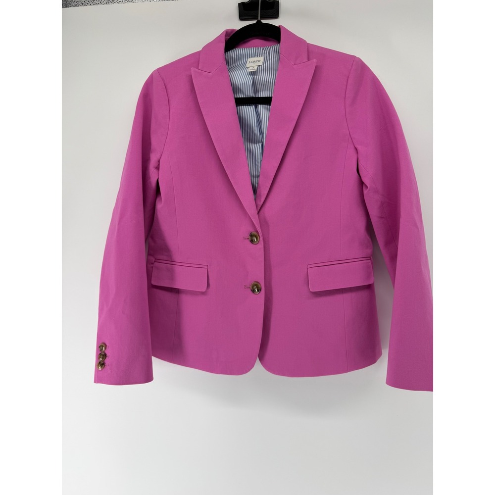 J.Crew Parke Blazer Pink Two Button Tailored‎ Jacket Size 2 Striped Lining